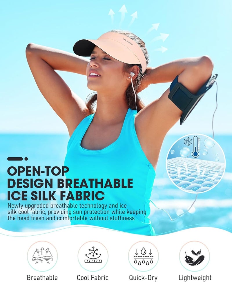 YANIKY Sun Visor Hat for Women,UPF50+ Seamless Sun Hats Men Women Lightweight Sports Cap Stretchy Ponytail Hat for Outdoor - Image 4